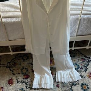 Ruffled silk pajama set